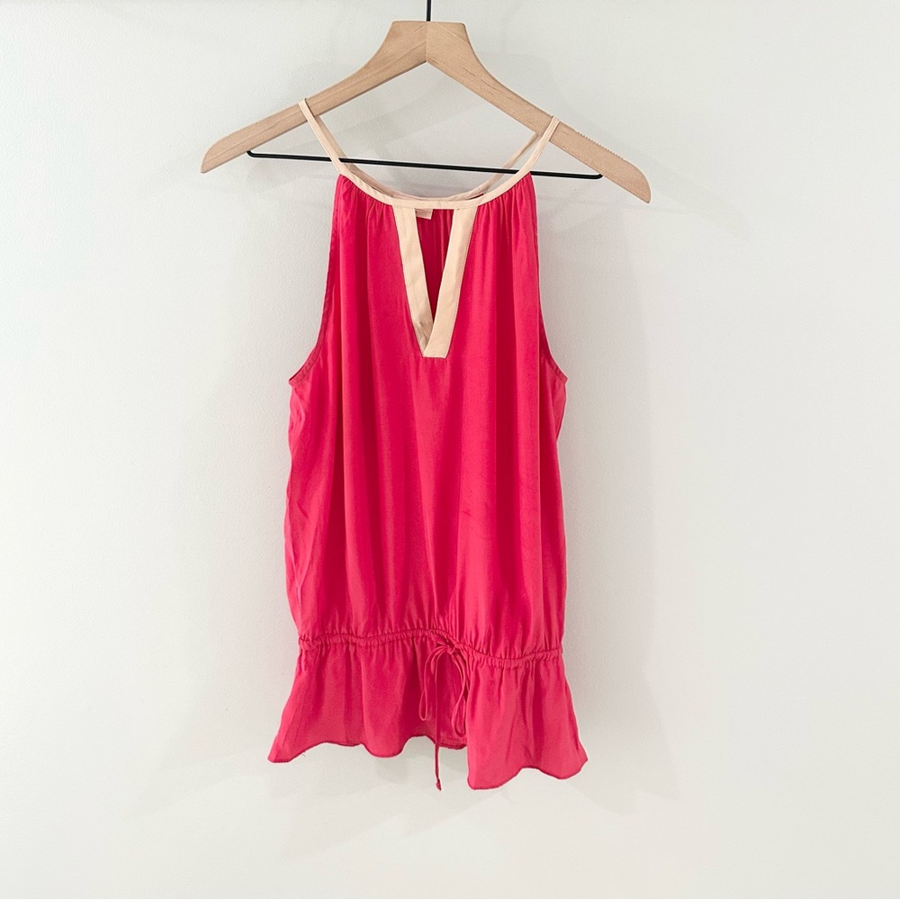 Nell Silk Peplum Tank Top Pink Size Medium